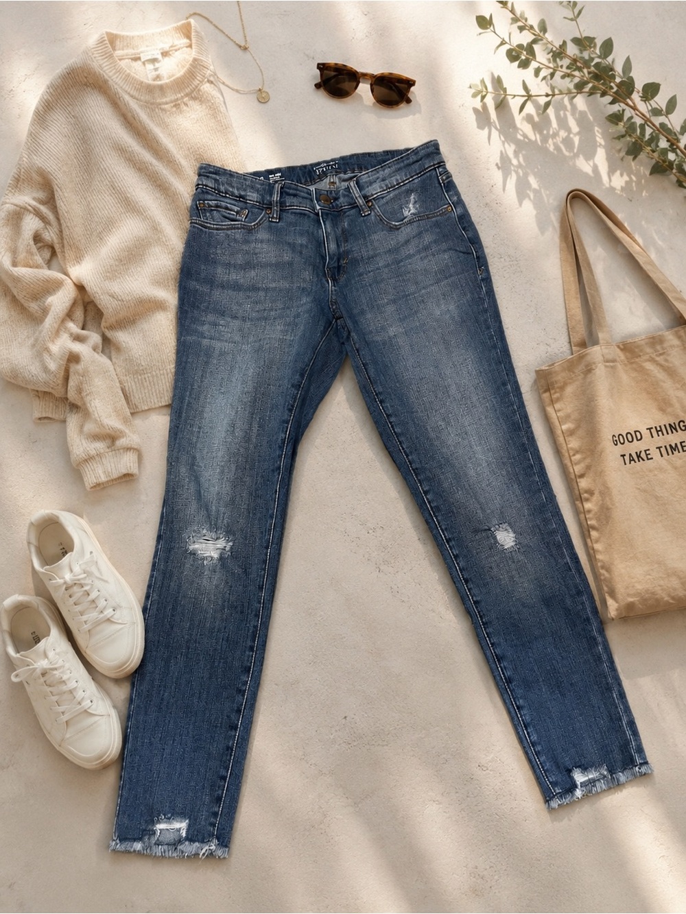 a.n.a Women's Mid Rise Skinny Jeans - Dark Denim Blue
